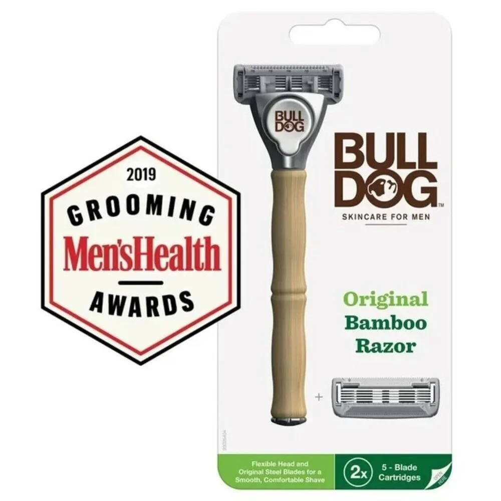 Bulldog Original Bamboo Men's 5-Blade Razor Blade Refill, 4 Ct, Steel Razor